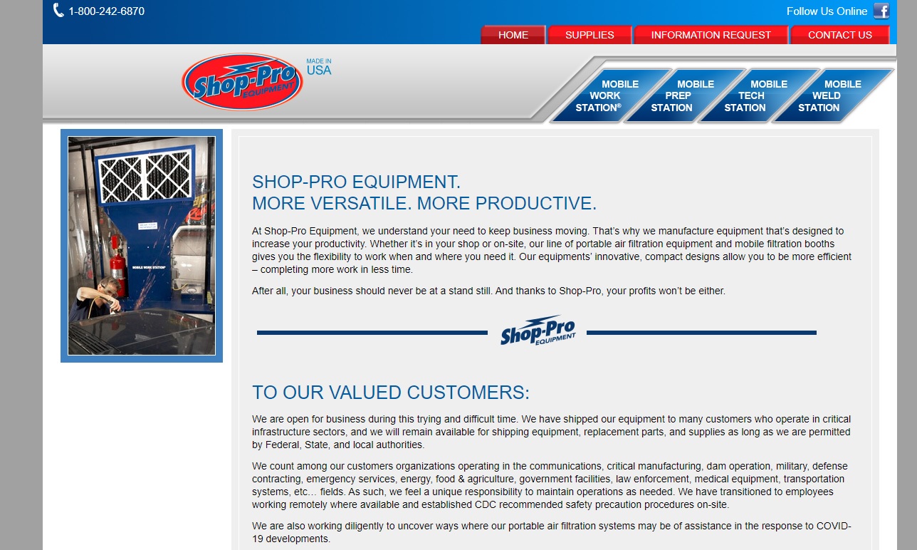 ShopPro Equipment, Inc. Air Pollution Control Equipment